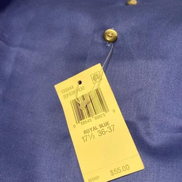 Van Heusen Men's Dress Shirt Regular Fit Flex Collar Stretch Solid, Royal Blue - Picture 5 of 5